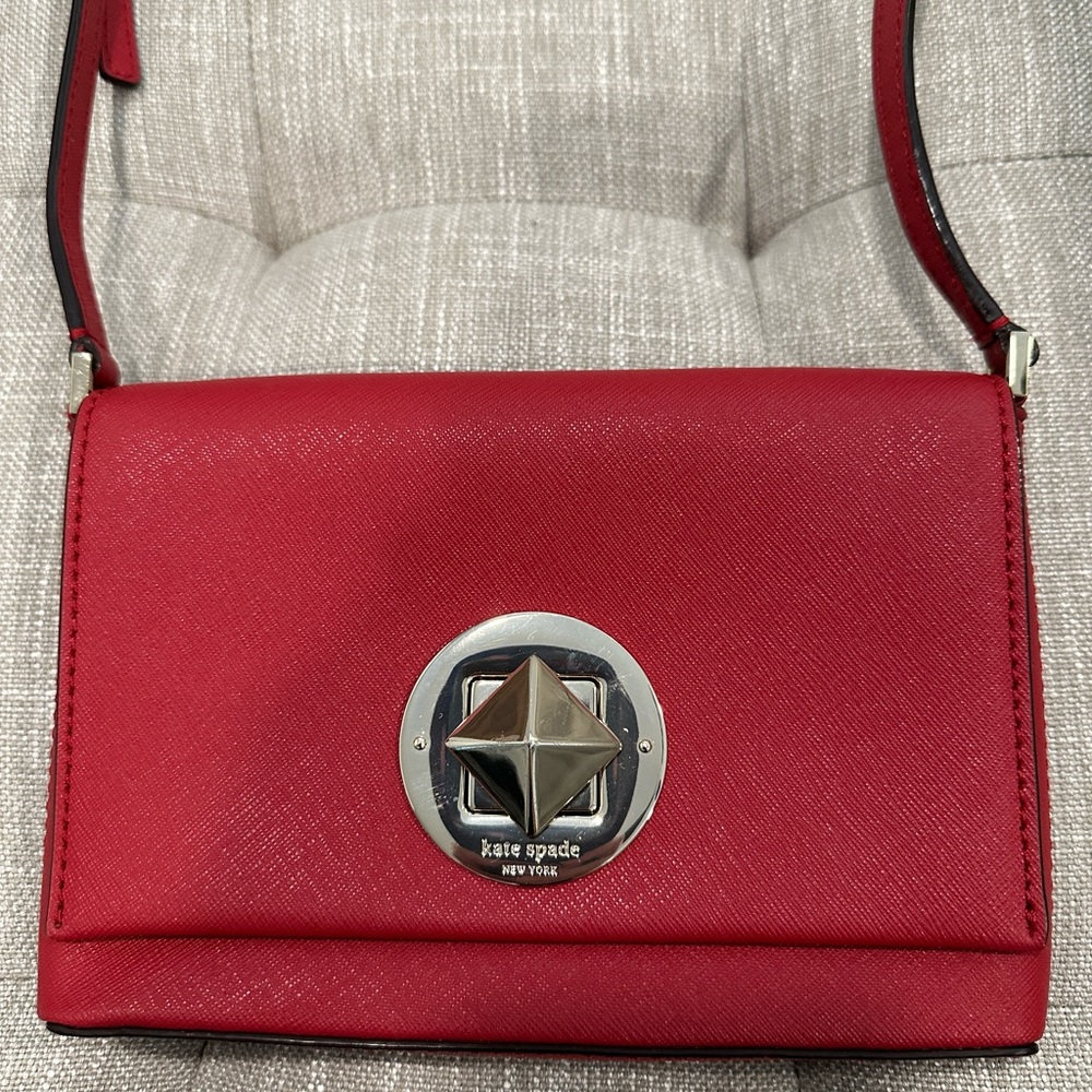 Kate Spade New York Red Saffiano Leather Crossbody Bag